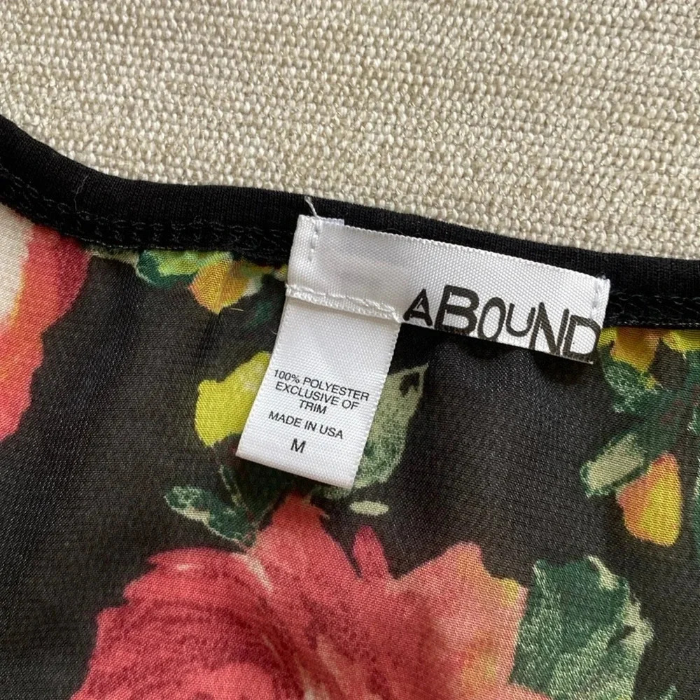 Abound Sheer Floral Roses Sleeveless Racer back Black Pink Blouse Size M - Picture 5 of 13